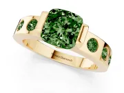 Cushion Cut Tension Style Engagement Ring Setting for a Fancy Green Lab-Grown Diamond | Yellow Gold