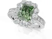 Radiant Cut Halo Engagement Ring Setting for a Fancy Green Lab-Grown Diamond | White Gold - Design NV-24711