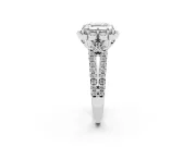 Asscher Cut Petal Frame Floral Halo Engagement Ring Setting | Pavé Split Shank | White Gold