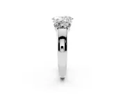Oval Three Stone Engagement Ring Setting | Touching Side Stones | Sterling Silver
