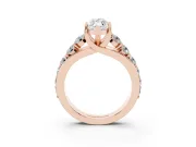 Marquise Graduated Side Stone Engagement Ring Setting | Shared Prong Rails | Rose Gold