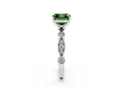 Fancy Green Asscher Cut Diamond Solitaire Engagement Ring Set in Platinum with Milgrain Bezel Accent Band