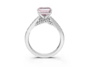 Asscher Cut Pavé Solitaire Engagement Ring Setting for a Fancy Pink Lab-Grown Diamond | Crossover Gallery | Platinum
