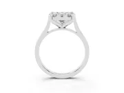 Emerald Cut Diamond Cluster Halo Solitaire Ring Set in White gold with Prong Setting