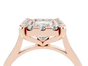 Emerald Cut Claw Corner Halo Engagement Ring Setting | Slim Plain Band | Rose Gold