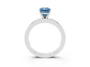 Fancy Blue Radiant Cut Diamond Solitaire Ring Set in White gold with Channel-Set Baguette Band and Prong Setting