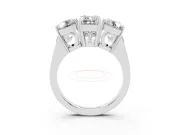 Emerald Cut Vintage Three Stone Engagement Ring Setting | Milgrain Baskets | Platinum