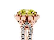 Asscher Cut Floral Halo Engagement Ring Setting for a Fancy Yellow Lab-Grown Diamond | Pavé Split Shank | Rose Gold