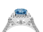 Radiant Cut Halo Engagement Ring Setting for a Fancy Blue Lab-Grown Diamond | Pavé Panel Shoulders | Sterling Silver
