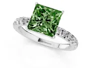 Princess Cut Pave Engagement Ring Setting for a Fancy Green Lab-Grown Diamond | Shared Prong Band | Platinum