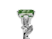 Emerald Cut Leaf Solitaire Engagement Ring Setting for a Fancy Green Lab-Grown Diamond | Platinum