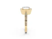 Radiant Cut Vintage Milgrain Halo Engagement Ring Setting | Side Stones and Pave | Yellow Gold