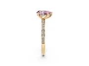 Fancy Pink Pear Cut Diamond Pavé Band Ring Set in Yellow gold with Prong-Set Center Stone