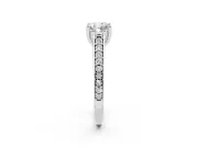Cushion Cut Graduated Pave Cathedral Solitaire Engagement Ring Setting | Scroll Cut-Outs | Platinum