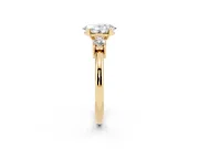 Oval Three Stone Engagement Ring Setting | Round Side Stones | Yellow Gold