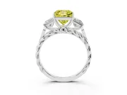 Fancy Yellow Princess Cut Diamond Three-Stone Ring Set in Platinum with Braided Band