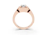 Emerald Cut Vintage Milgrain Halo Engagement Ring Setting | Open Loop Pave Shoulders | Rose Gold