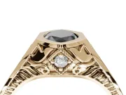 Marquise Vintage Bezel Engagement Ring Setting for a Black Center | Engraved Band | Yellow Gold
