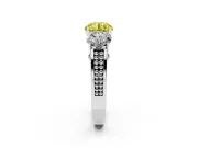 Round Engagement Ring Setting for a Fancy Yellow Lab-Grown Diamond | Three Stone | Sterling Silver