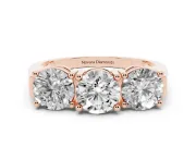Round Three Stone Engagement Ring Setting | Equal-Size Stones | Rose Gold