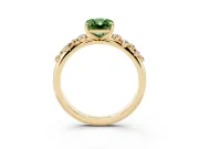 Fancy Green Radiant Cut Diamond Cluster Solitaire Ring Set in Yellow gold with Prong Setting