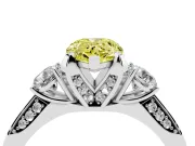 Pear-Shaped Hidden Halo Three Stone Engagement Ring Setting for a Fancy Yellow Lab-Grown Diamond | White Gold