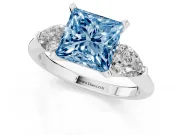 Princess Cut 3-Stone Engagement Ring Setting for a Fancy Blue Lab-Grown Diamond | Platinum