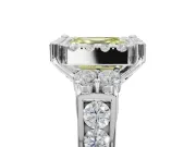 Asscher Cut Halo Engagement Ring Setting for a Fancy Yellow Lab-Grown Diamond | Graduated Channel Band | Platinum