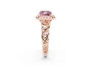 Princess Cut Filigree Halo Engagement Ring Setting for a Fancy Pink Lab-Grown Diamond | Rose Gold
