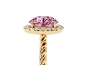 Round Rope Halo Engagement Ring Setting for a Fancy Pink Lab-Grown Diamond | Yellow Gold