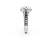 Princess Cut Diamond Halo Engagement Ring Set in Silver with Split Shank and Prong Setting