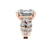 Asscher Cut Diamond Cluster Engagement Ring Set in Rose gold with Pavé Band and Prong Setting