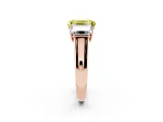 Emerald Cut Three Stone Engagement Ring Setting for a Fancy Yellow Lab-Grown Diamond | Basket Prong Heads | Rose Gold