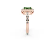 Fancy Green Emerald Cut Diamond Halo Ring Set in Rose gold with Pavé-Setting Band and Open Prong Center