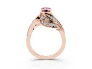 Emerald Cut Bypass Hidden Halo Engagement Ring Setting for a Fancy Pink Lab-Grown Diamond | Graduated Pavé | Rose Gold