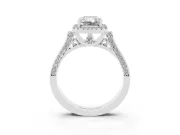 Radiant Cut Halo Engagement Ring Setting | Pavé Panel Shoulders | White Gold