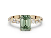 Emerald Cut Graduated Solitaire Engagement Ring Setting for a Fancy Green Lab-Grown Diamond | Yellow Gold