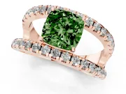 Cushion Cut Wide Open Split Shank Engagement Ring Setting for a Fancy Green Lab-Grown Diamond | Pavé Strands | Rose Gold