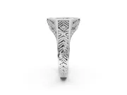 Marquise Vintage Bezel Engagement Ring Setting | Engraved Band | Platinum