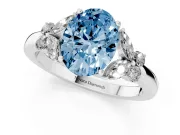 Oval Petal Engagement Ring Setting for a Fancy Blue Lab-Grown Diamond | Sterling Silver