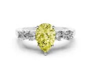 Pear-Shaped 5 Stone Engagement Ring Setting for a Fancy Yellow Lab-Grown Diamond | White Gold