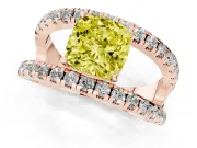 Cushion Cut Pavé Engagement Ring Setting for a Fancy Yellow Lab-Grown Diamond | Rose Gold - Design NV-24679