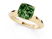 Cushion Cut Knife-Edge Engagement Ring Setting for a Fancy Green Lab-Grown Diamond | Yellow Gold