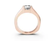 Radiant Cut Half Bezel Solitaire Engagement Ring Setting for a Black Center | Wide Band | Rose Gold