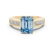 Emerald Cut Channel Engagement Ring Setting for a Fancy Blue Lab-Grown Diamond | Yellow Gold