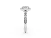 Asscher Cut Diamond Milgrain Floral Halo Engagement Ring Set in Platinum with Pavé Band