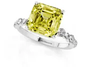 Asscher Cut Pavé Engagement Ring Setting for a Fancy Yellow Lab-Grown Diamond | Sterling Silver