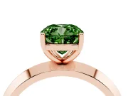 Fancy Green Cushion Cut Diamond Solitaire Engagement Ring Set in Rose gold with Flat Band and Prong Setting