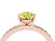 Fancy Yellow Pear Cut Diamond Pavé Band Solitaire Set in Rose gold with Prong Setting