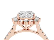 Cushion Cut Scalloped Halo Engagement Ring Setting | Single Row Pave | Rose Gold